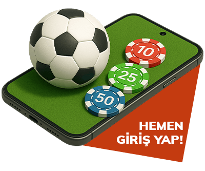 Mobil spor giriş ekranı futbol topu ve oyun jetonları ile desteklenmiş görsel