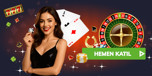 Rulet ve kartlarla birlikte casino ortamını gösteren katılım görseli